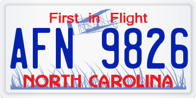 NC license plate AFN9826