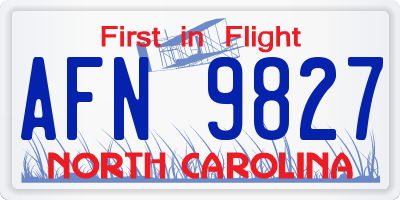NC license plate AFN9827