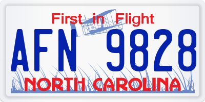 NC license plate AFN9828