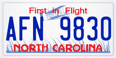NC license plate AFN9830