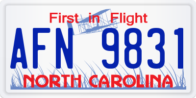 NC license plate AFN9831