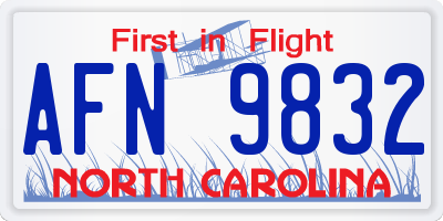 NC license plate AFN9832