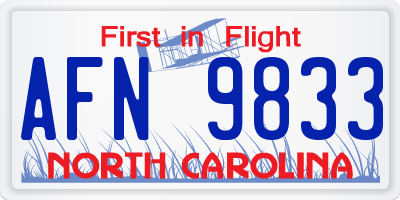 NC license plate AFN9833