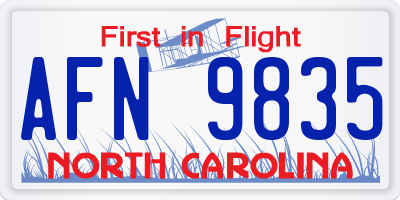 NC license plate AFN9835