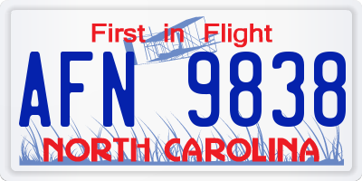 NC license plate AFN9838