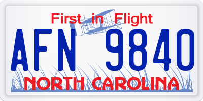 NC license plate AFN9840
