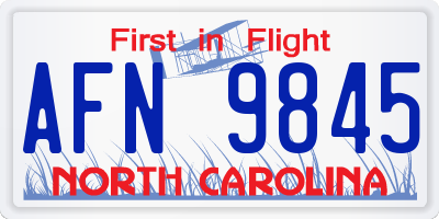 NC license plate AFN9845