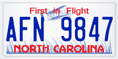 NC license plate AFN9847
