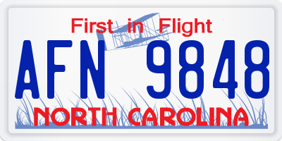 NC license plate AFN9848