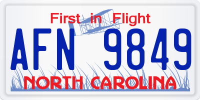 NC license plate AFN9849