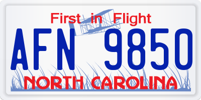 NC license plate AFN9850
