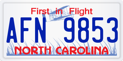 NC license plate AFN9853