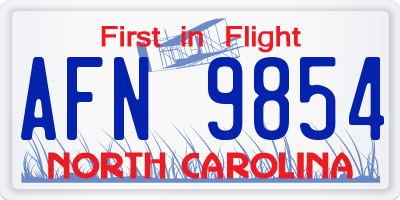 NC license plate AFN9854