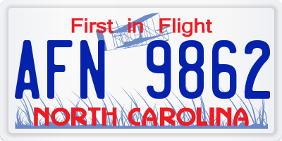 NC license plate AFN9862