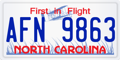 NC license plate AFN9863