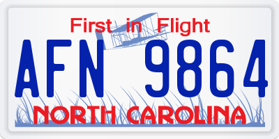 NC license plate AFN9864