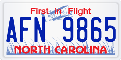 NC license plate AFN9865