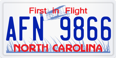 NC license plate AFN9866