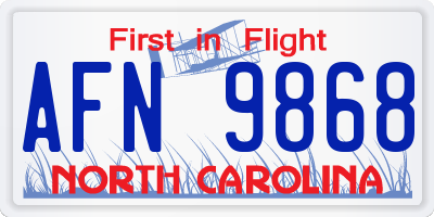 NC license plate AFN9868