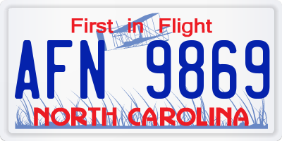 NC license plate AFN9869