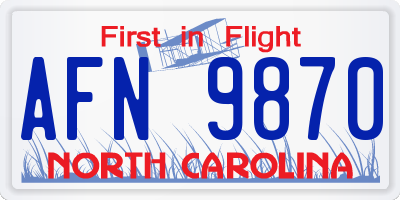 NC license plate AFN9870