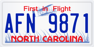 NC license plate AFN9871