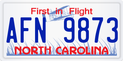 NC license plate AFN9873