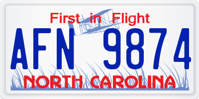 NC license plate AFN9874