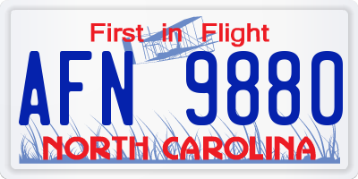 NC license plate AFN9880