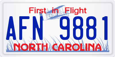 NC license plate AFN9881