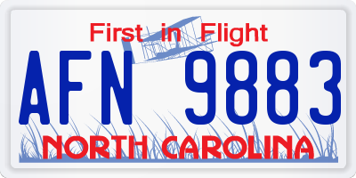 NC license plate AFN9883