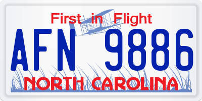 NC license plate AFN9886