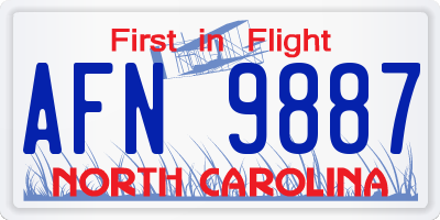 NC license plate AFN9887