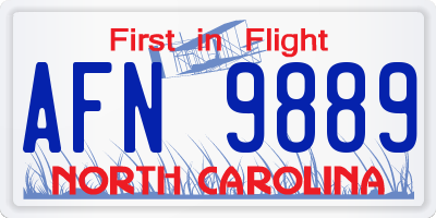 NC license plate AFN9889