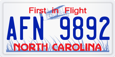NC license plate AFN9892