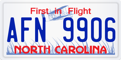 NC license plate AFN9906