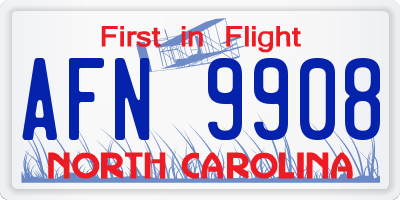 NC license plate AFN9908