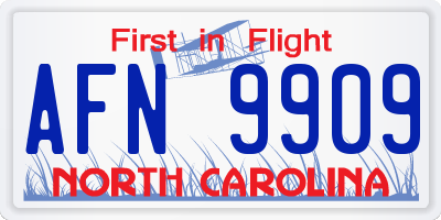 NC license plate AFN9909