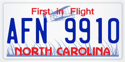 NC license plate AFN9910