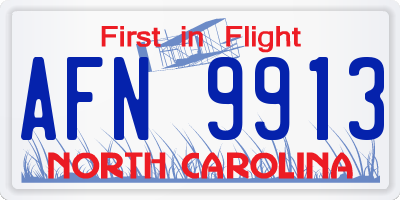 NC license plate AFN9913