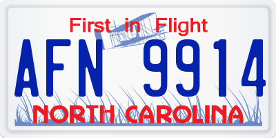 NC license plate AFN9914