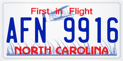 NC license plate AFN9916