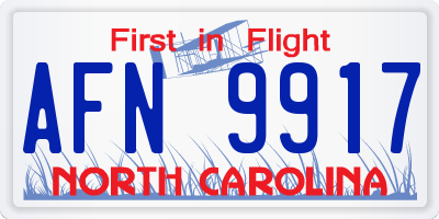 NC license plate AFN9917