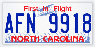 NC license plate AFN9918