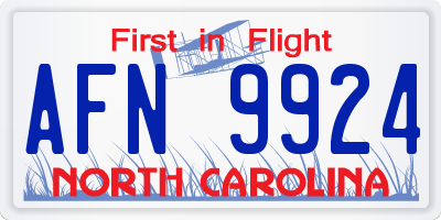 NC license plate AFN9924