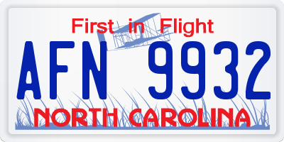 NC license plate AFN9932