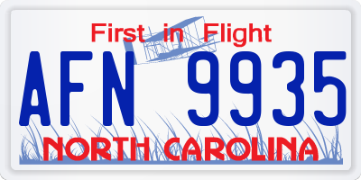 NC license plate AFN9935