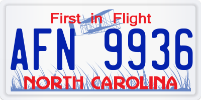 NC license plate AFN9936