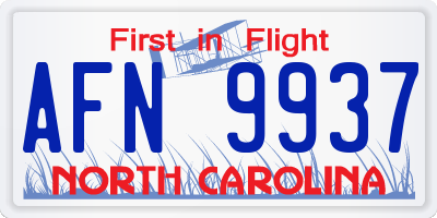 NC license plate AFN9937