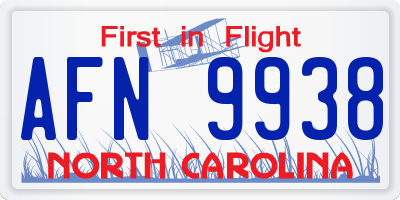 NC license plate AFN9938